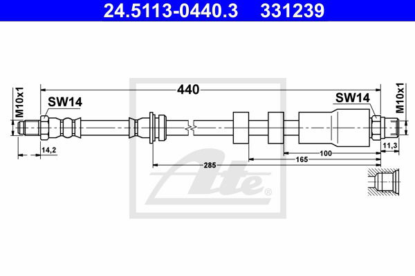 Bremsschlauch Vorderachse ATE 24.5113-0440.3