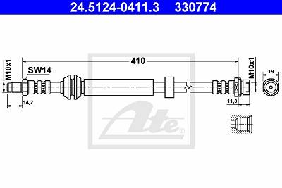 Bremsschlauch Hinterachse ATE 24.5124-0411.3