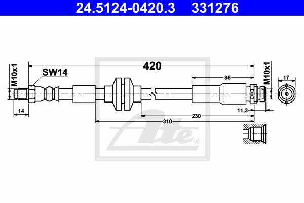 Bremsschlauch Hinterachse ATE 24.5124-0420.3