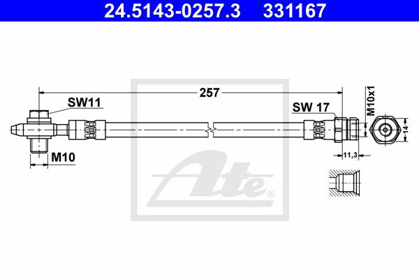 Bremsschlauch Hinterachse ATE 24.5143-0257.3