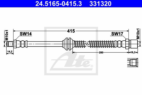 Bremsschlauch Vorderachse ATE 24.5165-0415.3