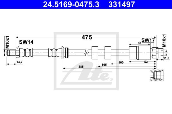 Bremsschlauch Vorderachse ATE 24.5169-0475.3