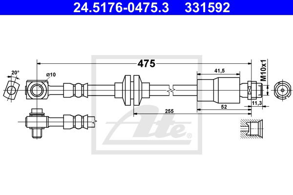 Bremsschlauch Vorderachse ATE 24.5176-0475.3