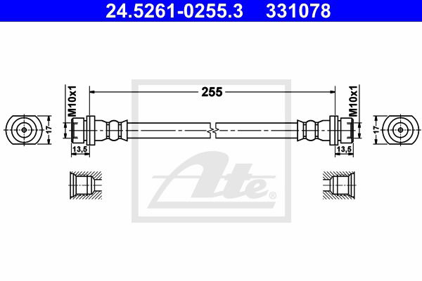 Bremsschlauch Hinterachse rechts ATE 24.5261-0255.3