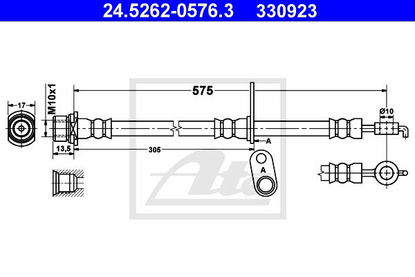 Bremsschlauch Vorderachse links ATE 24.5262-0576.3