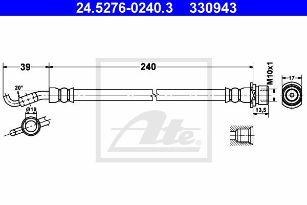 Bremsschlauch Hinterachse ATE 24.5276-0240.3