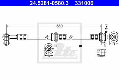 Bremsschlauch Hinterachse rechts ATE 24.5281-0580.3