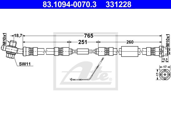 Bremsschlauch Hinterachse ATE 83.1094-0070.3