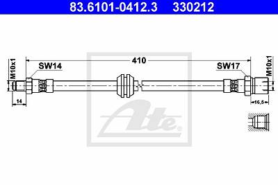 Bremsschlauch Vorderachse ATE 83.6101-0412.3