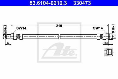 Bremsschlauch Hinterachse links ATE 83.6104-0210.3