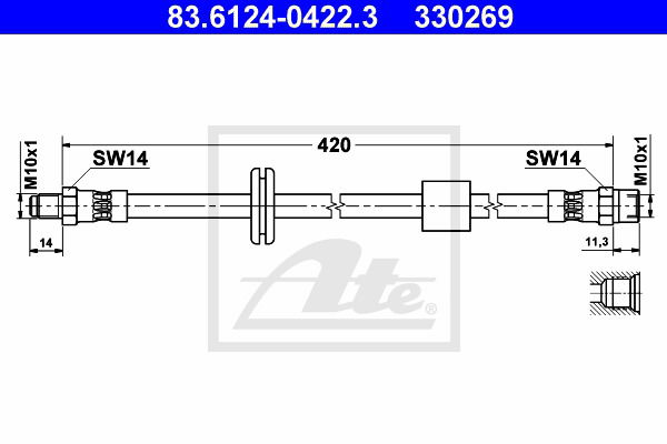 Bremsschlauch Vorderachse ATE 83.6124-0422.3