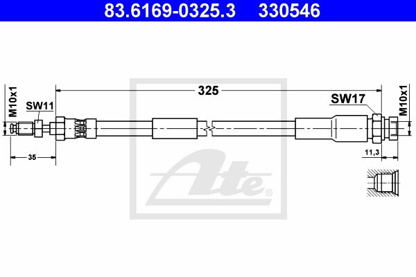 Bremsschlauch Hinterachse ATE 83.6169-0325.3