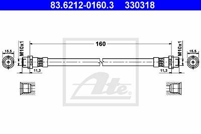 Bremsschlauch Hinterachse ATE 83.6212-0160.3