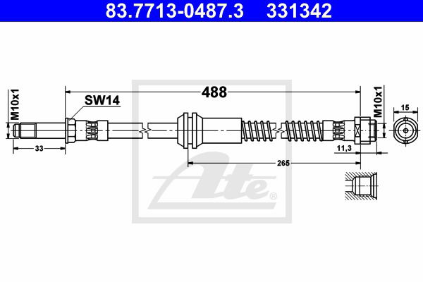 Bremsschlauch Vorderachse ATE 83.7713-0487.3