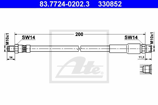 Bremsschlauch Hinterachse am Bremssattel ATE 83.7724-0202.3