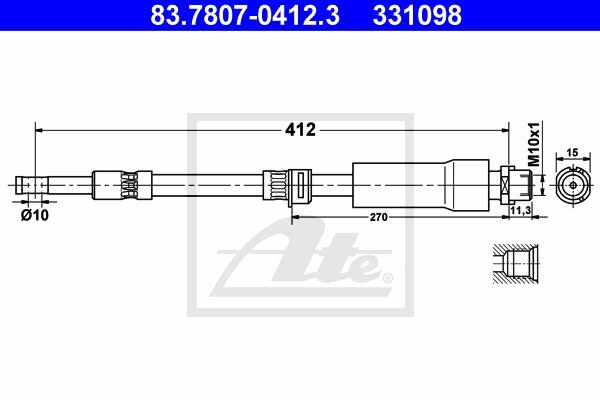Bremsschlauch Vorderachse ATE 83.7807-0412.3