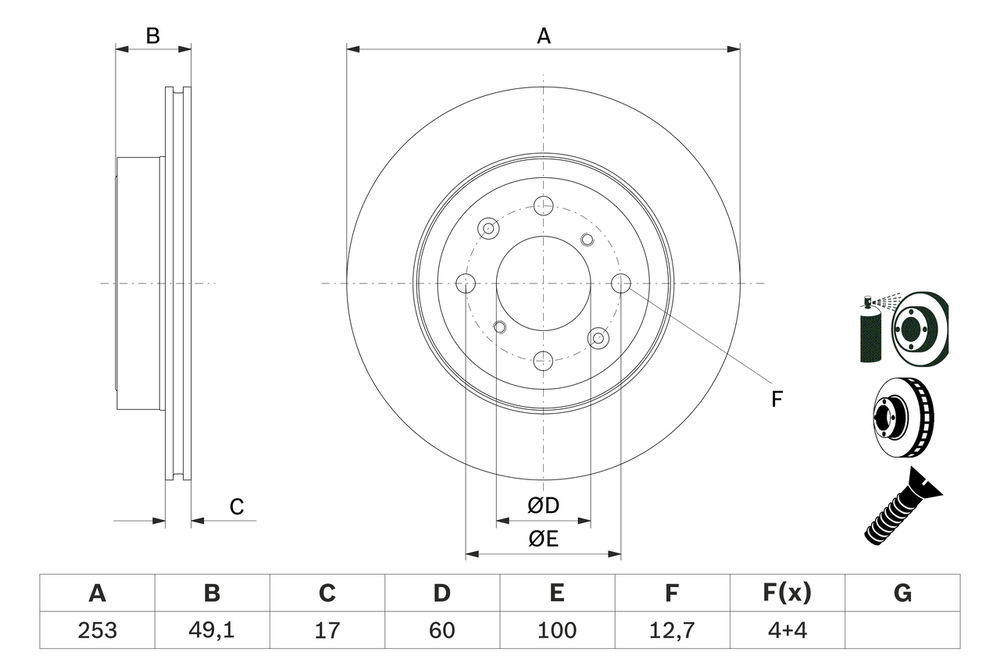 Bosch Bremsscheibe Vorderachse  0 986 479 E75