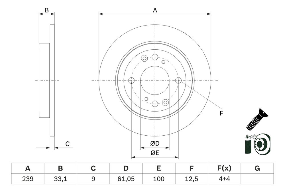 Bosch Bremsscheibe Hinterachse  0 986 479 E95