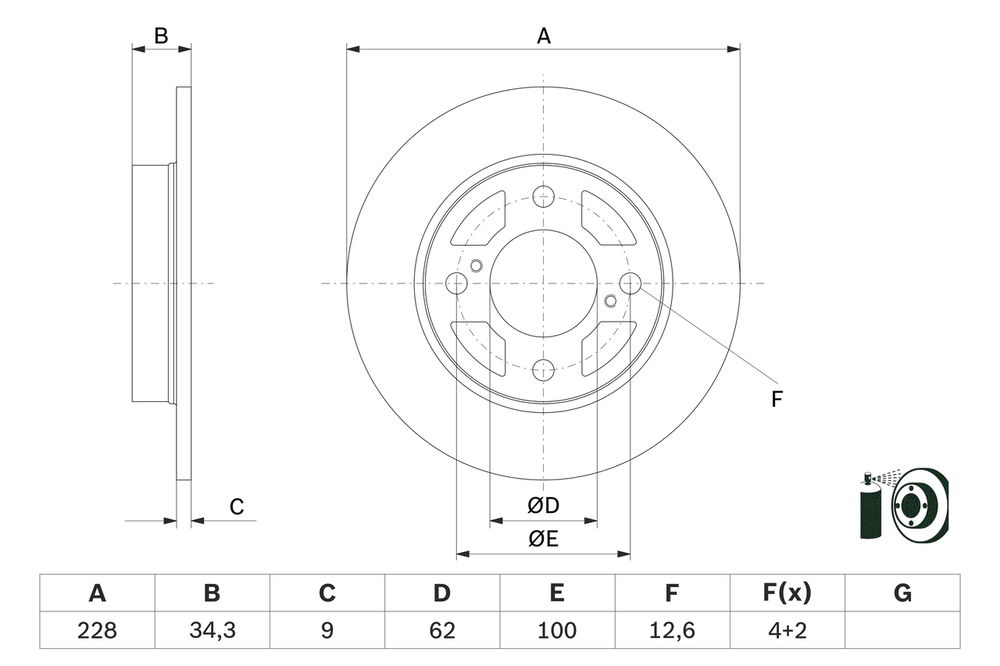 Bosch Bremsscheibe Hinterachse  0 986 479 F38