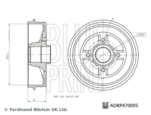 Bremstrommel Hinterachse Blue Print ADBP470005