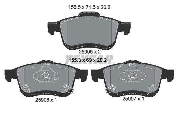 Bremsbelagsatz, Scheibenbremse Vorderachse Textar 2590501