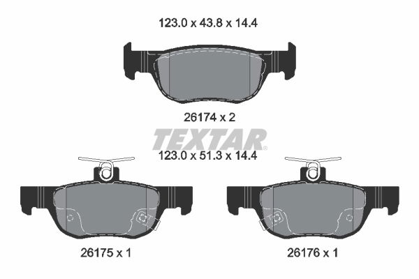 Bremsbelagsatz, Scheibenbremse Hinterachse Textar 2617401