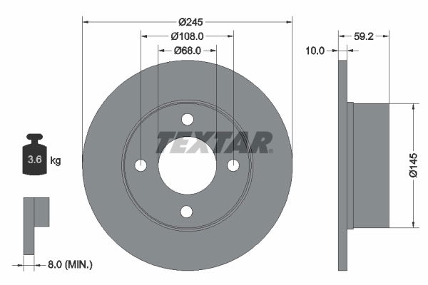 Bremsscheibe Hinterachse Textar 92026100