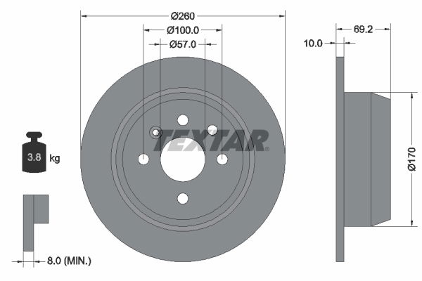 Bremsscheibe Hinterachse Textar 92057000