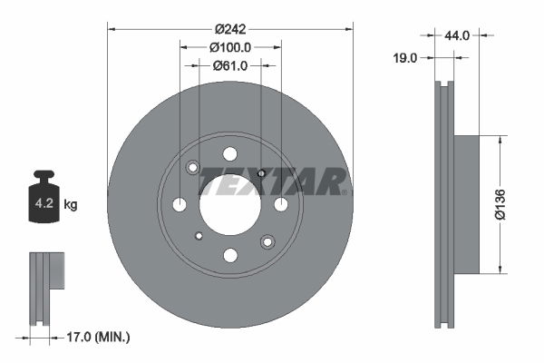 Bremsscheibe Vorderachse Textar 92060700