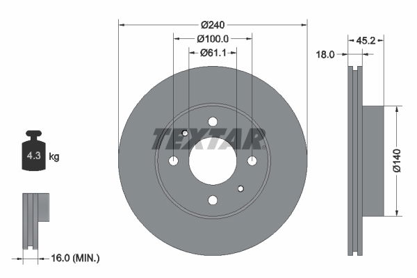 Bremsscheibe Vorderachse Textar 92063200