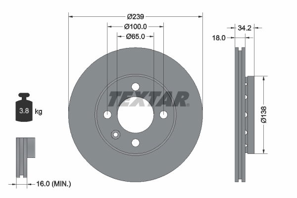 Bremsscheibe Vorderachse Textar 92072003