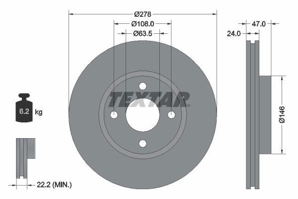 Bremsscheibe Vorderachse Textar 92075400