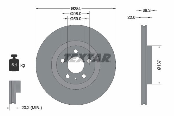 Bremsscheibe Vorderachse Textar 92083203