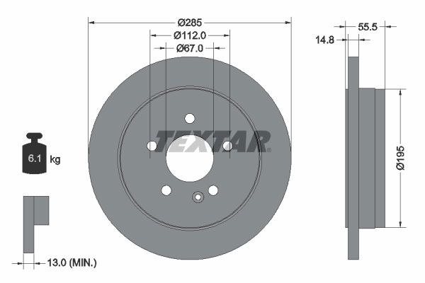 Bremsscheibe Hinterachse Textar 92090003