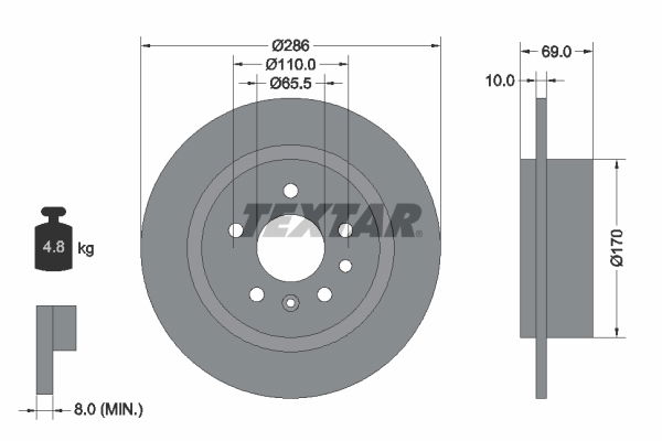 Bremsscheibe Hinterachse Textar 92100200