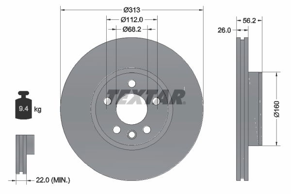 Bremsscheibe Vorderachse Textar 92109905