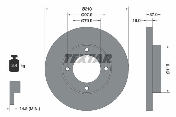 Bremsscheibe Vorderachse Textar 92112600