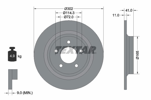 Bremsscheibe Hinterachse Textar 92148200