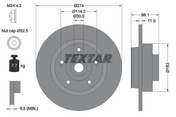 Bremsscheibe Hinterachse Textar 92232603