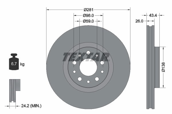 Bremsscheibe Vorderachse Textar 92304803