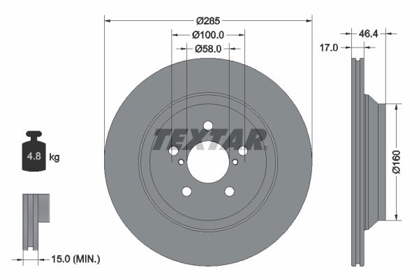 Bremsscheibe Hinterachse Textar 92309303