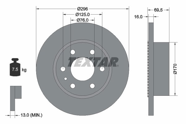 Bremsscheibe Hinterachse Textar 93177500