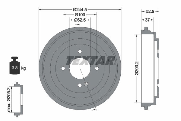 Bremstrommel Hinterachse Textar 94048100