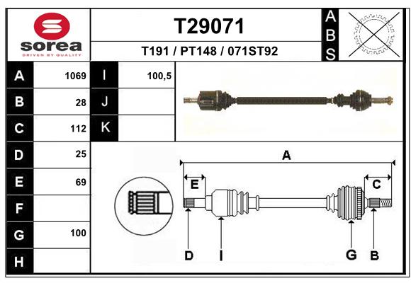 Antriebswelle Vorderachse rechts EAI T29071