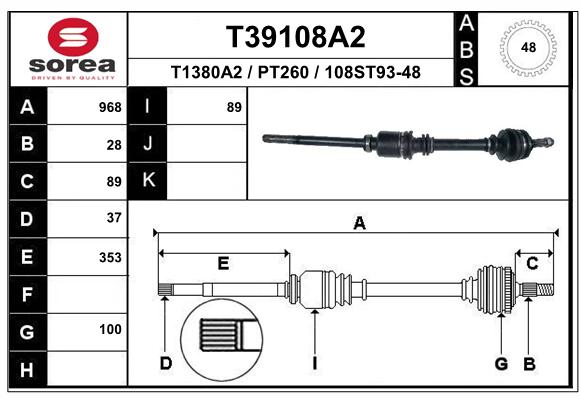 Antriebswelle Vorderachse rechts EAI T39108A2