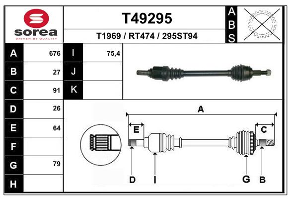 Antriebswelle Vorderachse links EAI T49295