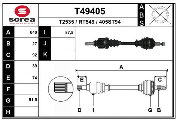 Antriebswelle Vorderachse links EAI T49405