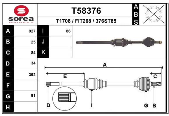 Antriebswelle Vorderachse rechts EAI T58376