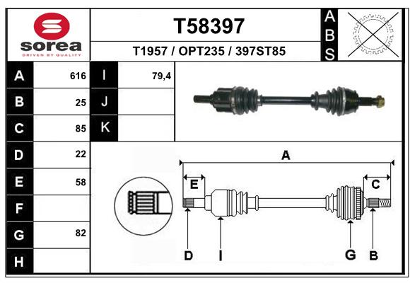 Antriebswelle Vorderachse links EAI T58397