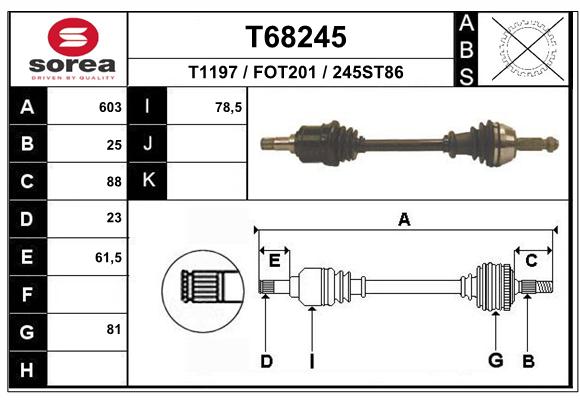 Antriebswelle Vorderachse links EAI T68245